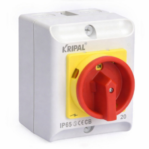 Kripal werkschakelaar UKPN0 20A 4 polig 230 440V IP65 voor airco en warmtepomp installatie