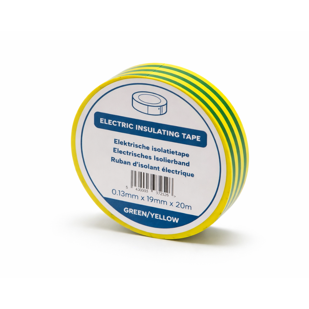 PVC isolatietape 19mm x 20m groen geel voor elektrische installaties