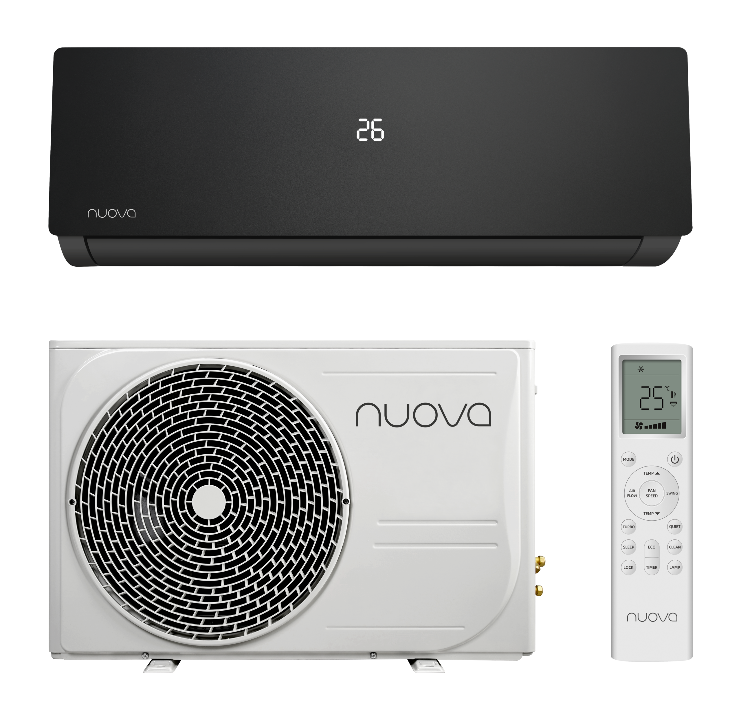 Nuova Infinity AI Smart airco set zwart met binnenunit en buitenunit single split