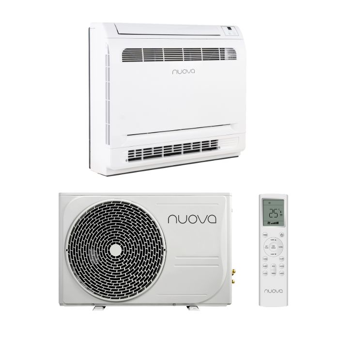 Nuova console vloermodel airco set met binnenunit en buitenunit inclusief afstandsbediening