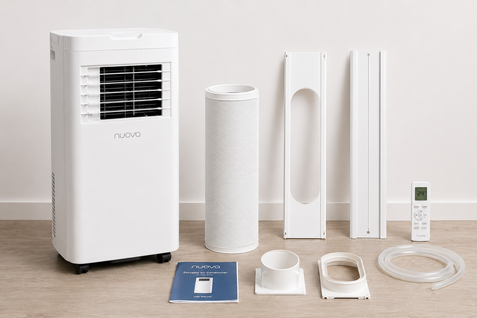 Nuova mobiele airco 9000 BTU inclusief accessoires afvoerslang raamkit afstandsbediening